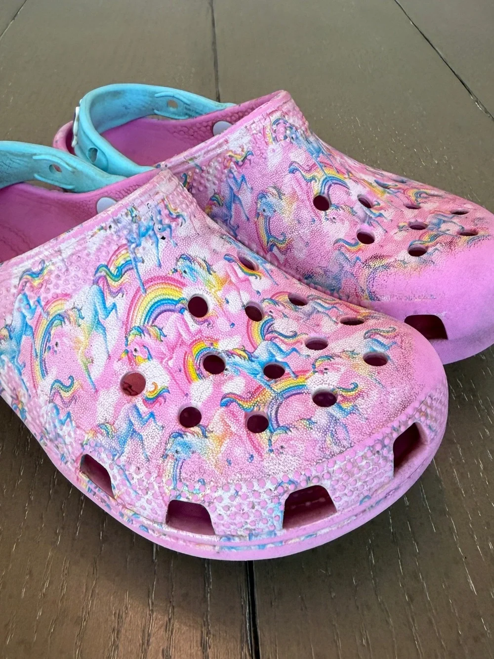 Crocs Toddler Girls’ Classic Unicorn Lisa Frank Waterproof Clogs • Size C11